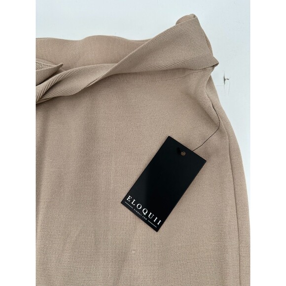 Eloquii Tie Waist Midi Skirt Plus Size 18/20 Oxford Tan Knit Bodycon High Waist - Picture 5 of 12